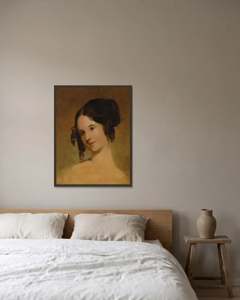 Porträtt av en ung kvinna av Thomas Sully inramad på en vägg