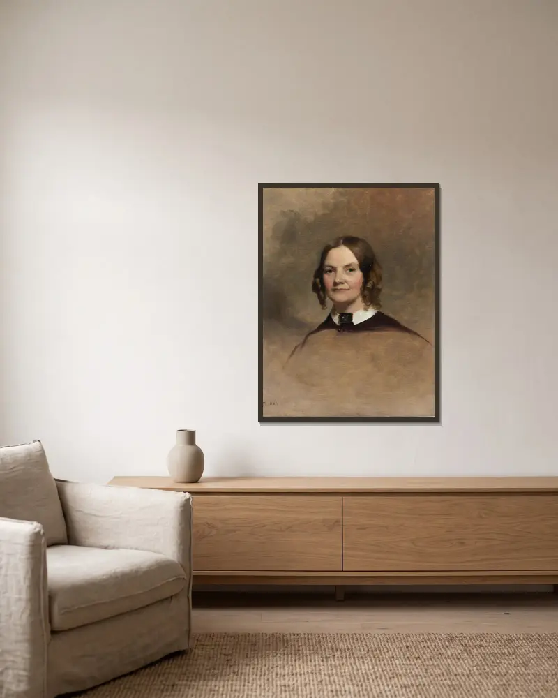 Portrait of Mrs. George H. Crossman av Thomas Sully inramad på en vägg