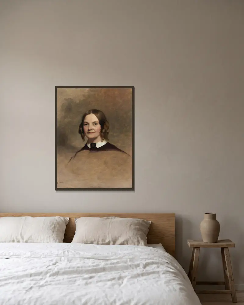 Portrait of Mrs. George H. Crossman av Thomas Sully inramad på en vägg