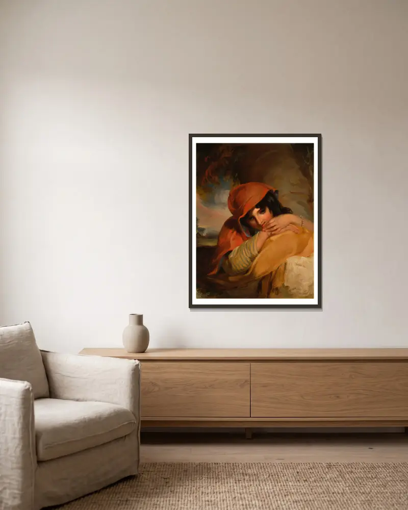 Das Zigeunermädchen von Thomas Sully gerahmt an einer Wand