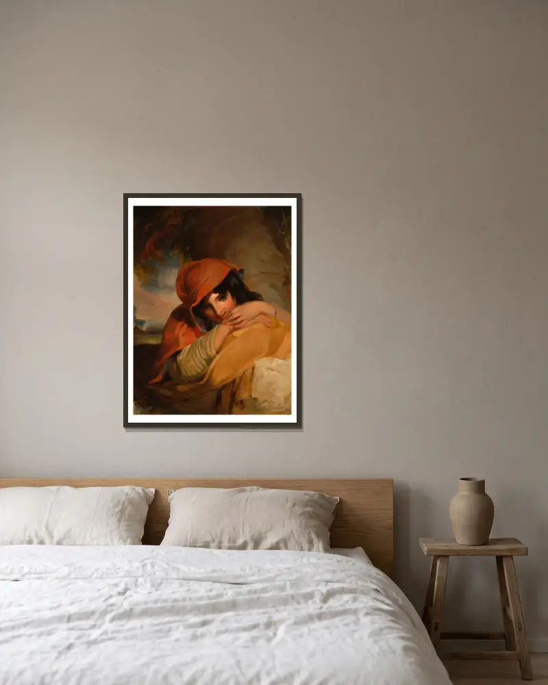 Das Zigeunermädchen von Thomas Sully gerahmt an einer Wand