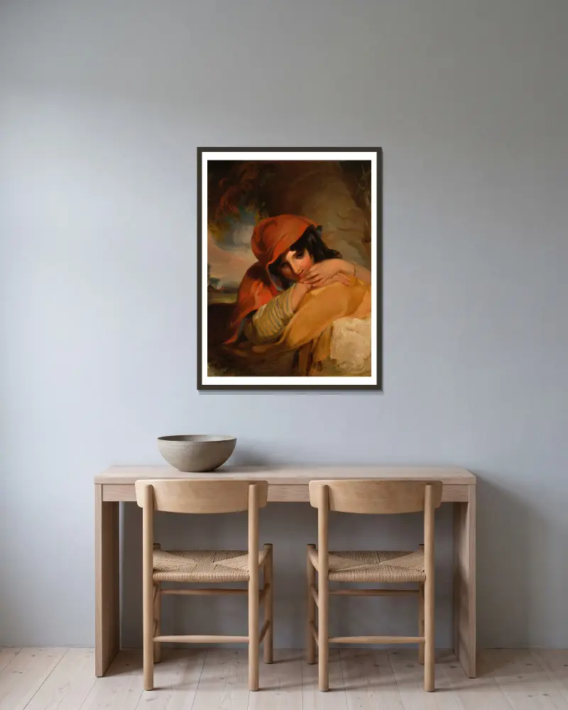 Das Zigeunermädchen von Thomas Sully gerahmt an einer Wand
