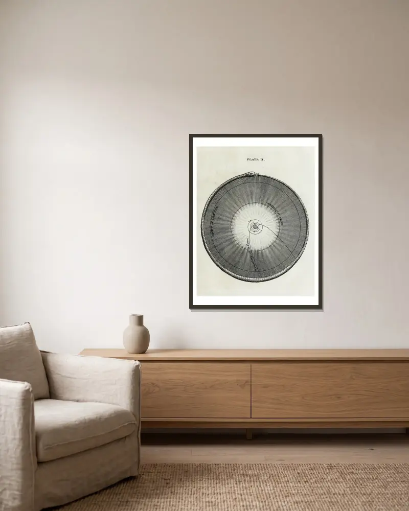 An original theory or new hypothesis of the universe, Plate II av Thomas Wright inramad på en vägg