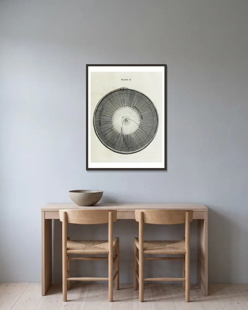 An original theory or new hypothesis of the universe, Plate II av Thomas Wright inramad på en vägg