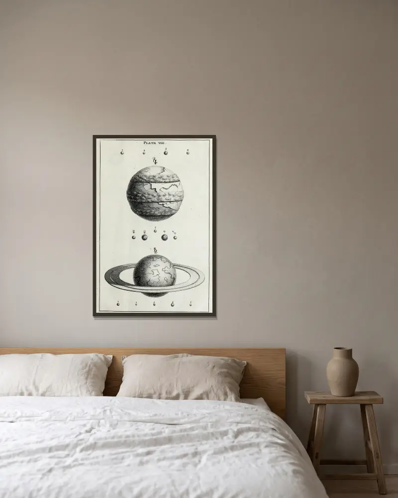 Eine originale Theorie oder neue Hypothese des Universums, Tafel VIII, Tafel VIII, 1750 von Thomas Wright gerahmt an einer Wand