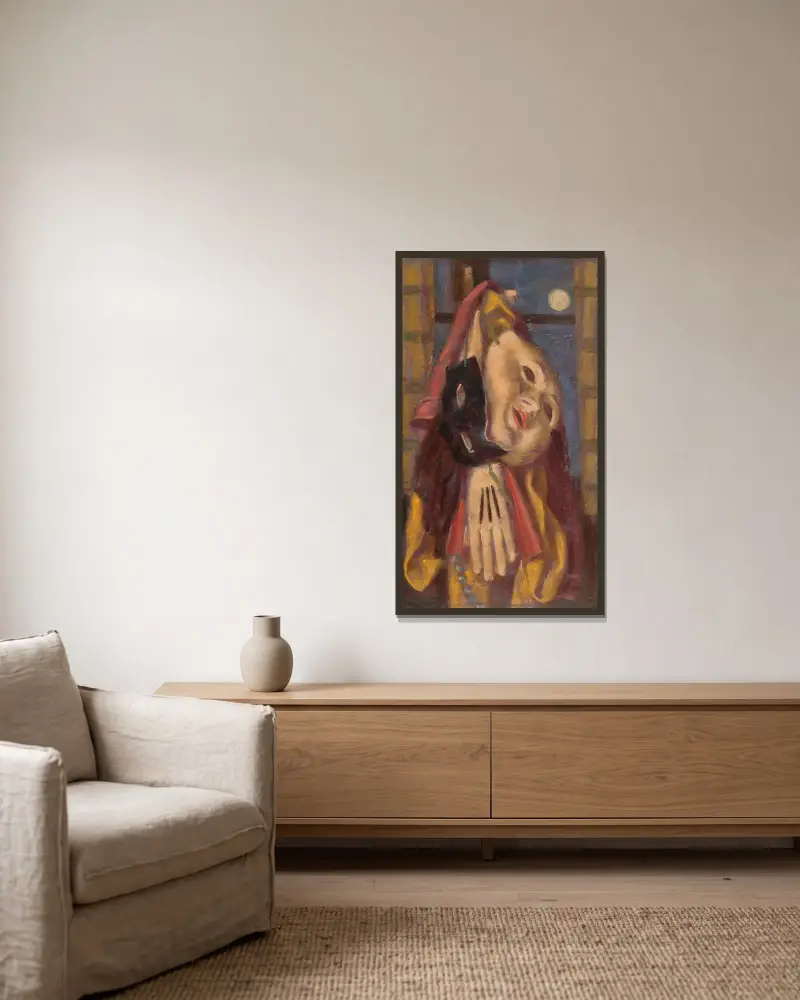 Karnevalsstilleben von Milan Thomka Mitrovský gerahmt an einer Wand