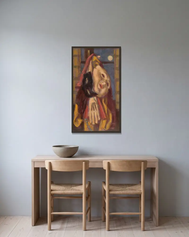 Karnevalsstilleben von Milan Thomka Mitrovský gerahmt an einer Wand