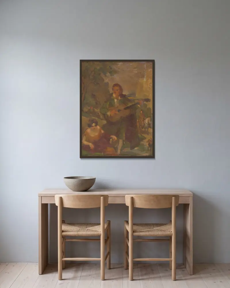 Gitarrist von Milan Thomka Mitrovský gerahmt an einer Wand