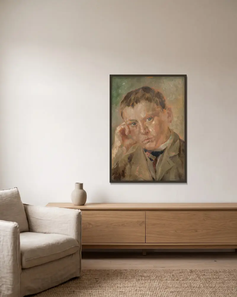 Portrait of a Boy av Milan Thomka Mitrovský inramad på en vägg
