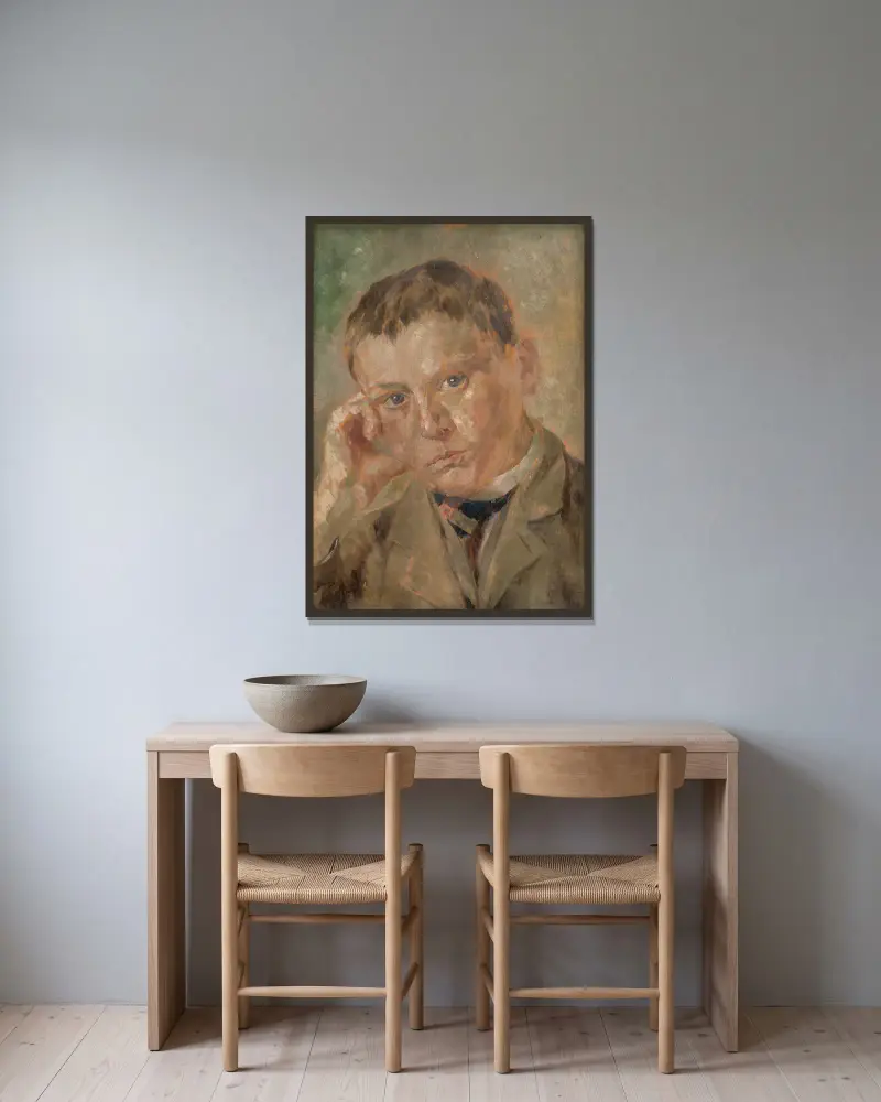 Portrait of a Boy av Milan Thomka Mitrovský inramad på en vägg