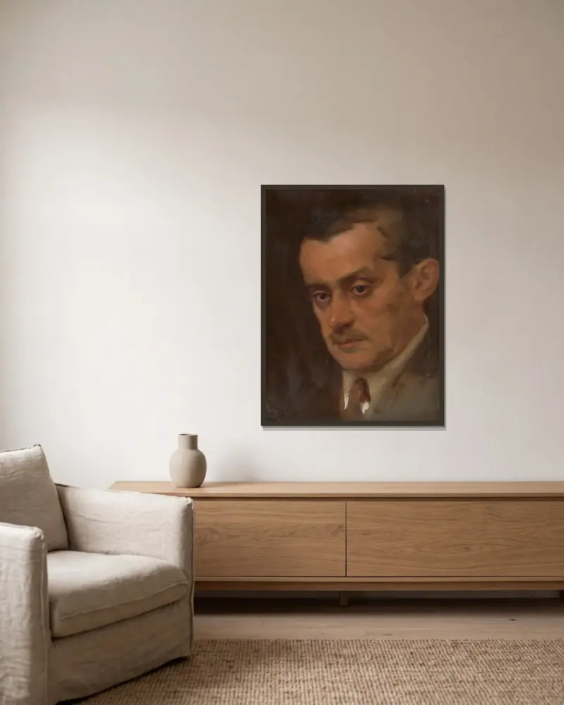 Portrait of a Man av Milan Thomka Mitrovský inramad på en vägg