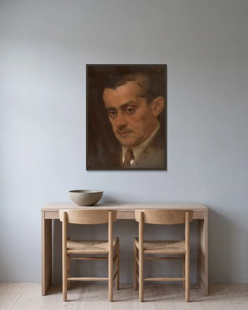 Portrait of a Man av Milan Thomka Mitrovský inramad på en vägg