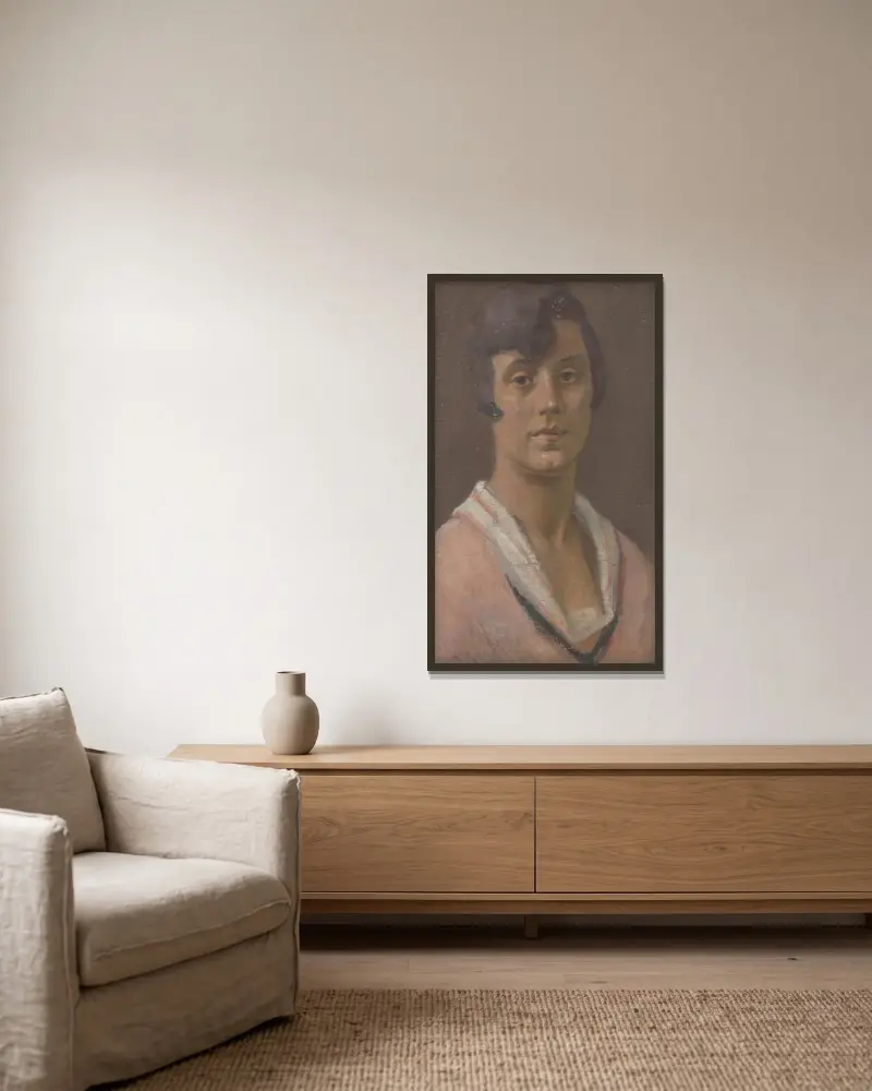 Bildnis einer jungen Frau von Milan Thomka Mitrovský gerahmt an einer Wand