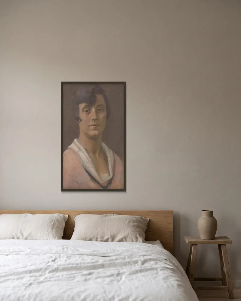 Bildnis einer jungen Frau von Milan Thomka Mitrovský gerahmt an einer Wand
