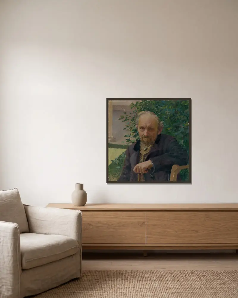 Portrait of an Old Man av Milan Thomka Mitrovský inramad på en vägg