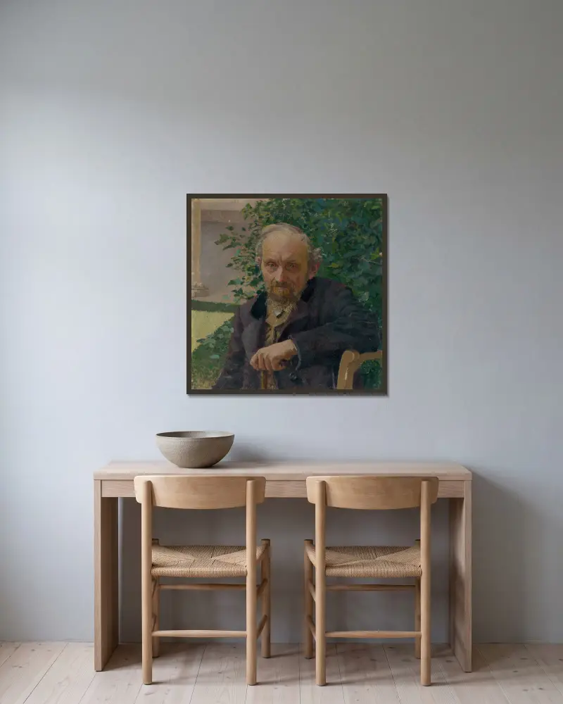 Portrait of an Old Man av Milan Thomka Mitrovský inramad på en vägg