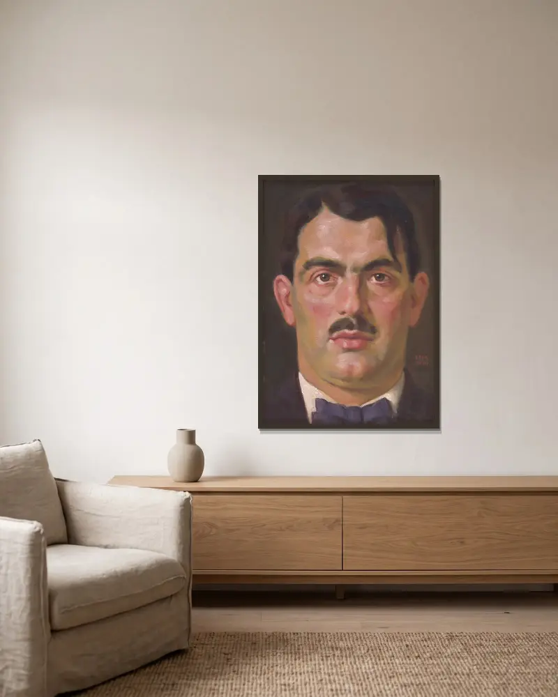 Portrait of E. B. Lukáč av Milan Thomka Mitrovský inramad på en vägg