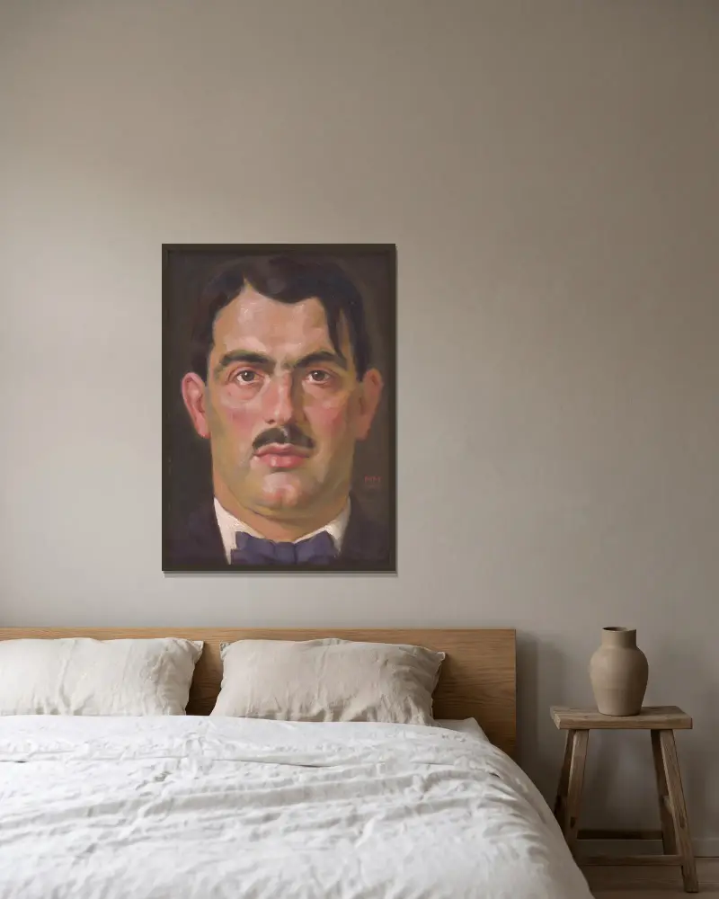 Portrait of E. B. Lukáč av Milan Thomka Mitrovský inramad på en vägg