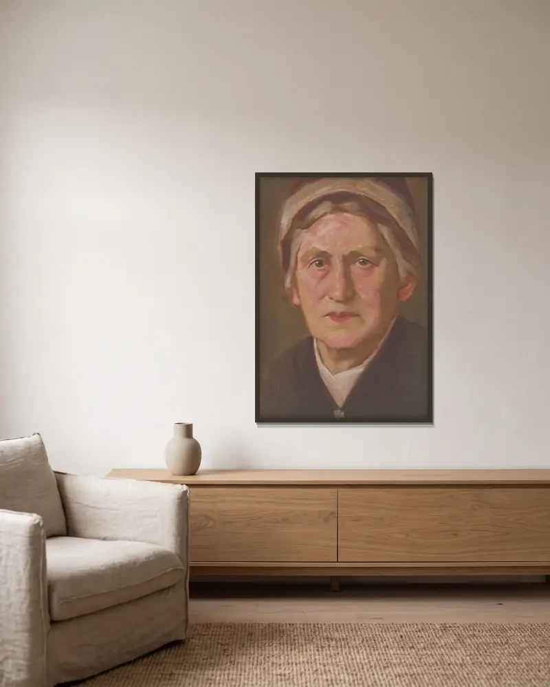 Porträt von E.M. Šoltésová von Milan Thomka Mitrovský gerahmt an einer Wand