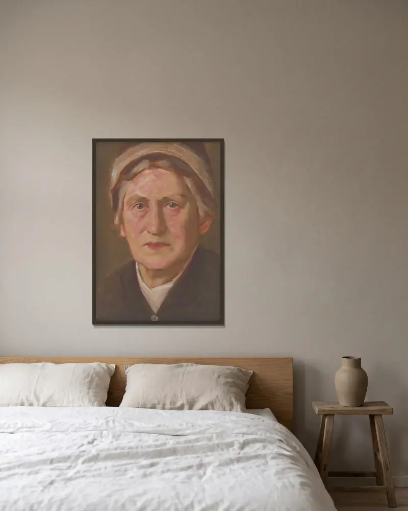 Porträt von E.M. Šoltésová von Milan Thomka Mitrovský gerahmt an einer Wand