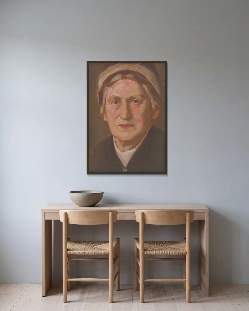 Porträt von E.M. Šoltésová von Milan Thomka Mitrovský gerahmt an einer Wand