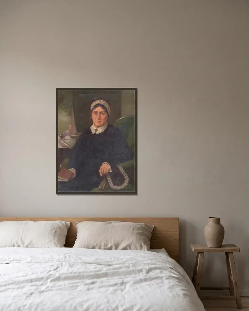 Portrait of E. M. Šoltésová av Milan Thomka Mitrovský inramad på en vägg