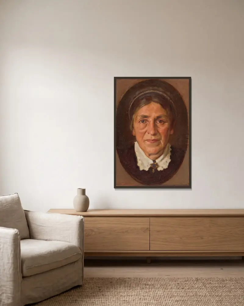 Porträt von Elena Marótha Šoltésová von Milan Thomka Mitrovský gerahmt an einer Wand