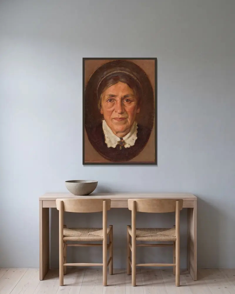 Porträt von Elena Marótha Šoltésová von Milan Thomka Mitrovský gerahmt an einer Wand