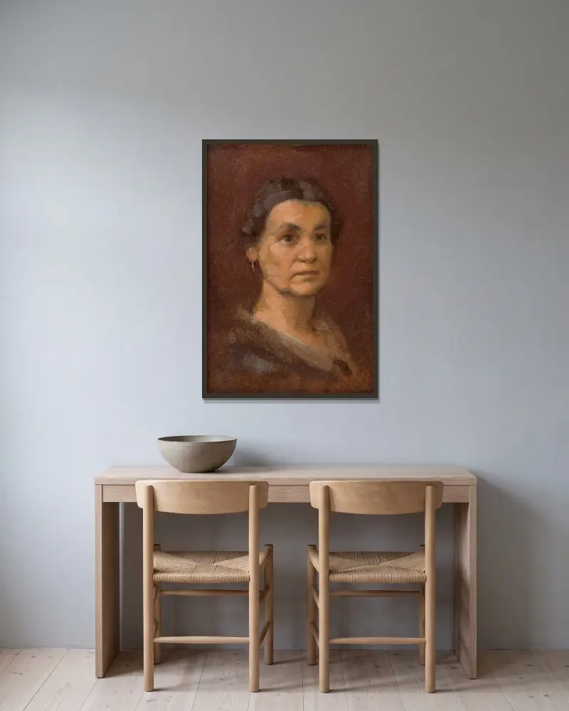 Porträt von Frau Šrobárová von Milan Thomka Mitrovský gerahmt an einer Wand