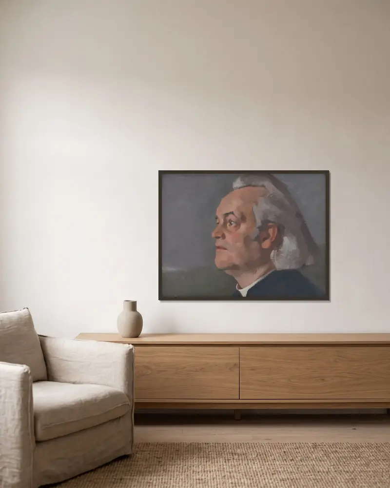 Portrait of Msgr. Alojz Kolíska av Milan Thomka Mitrovský inramad på en vägg