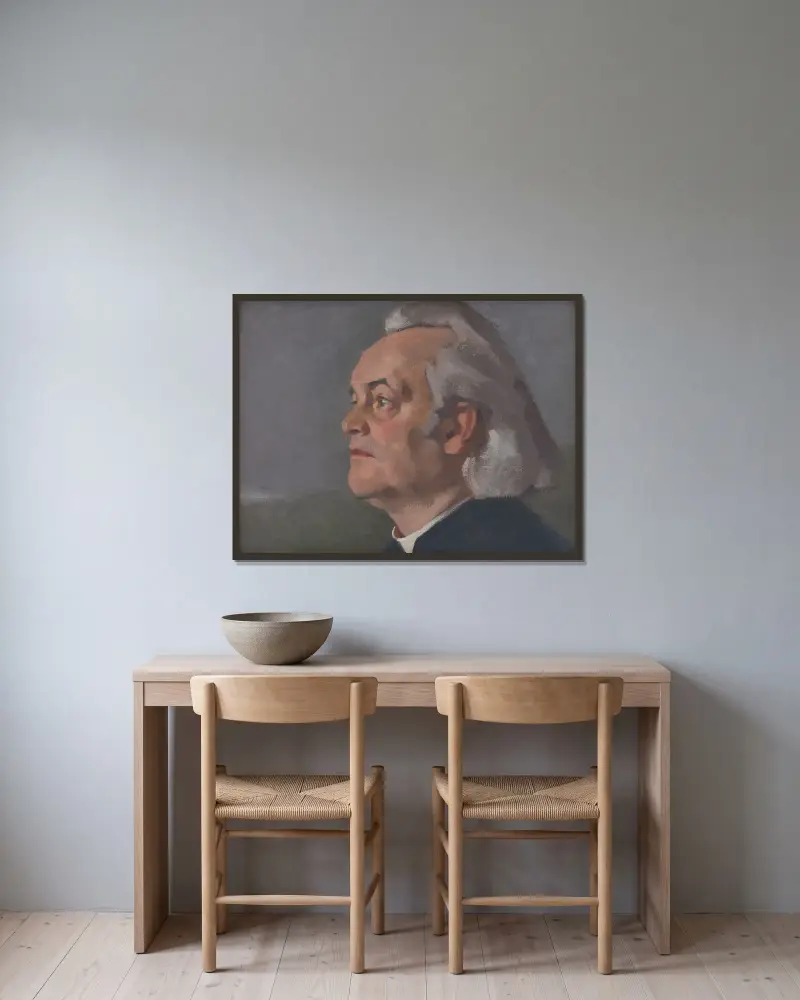 Portrait of Msgr. Alojz Kolíska av Milan Thomka Mitrovský inramad på en vägg