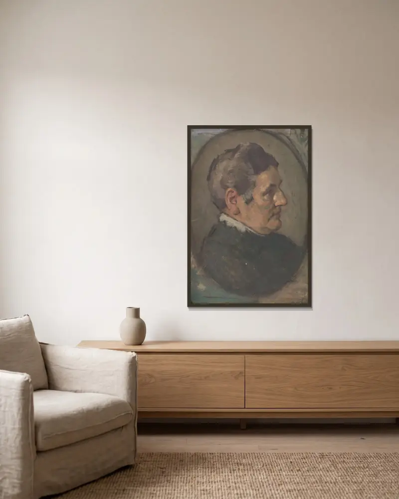 Porträtstudie – oval von Milan Thomka Mitrovský gerahmt an einer Wand
