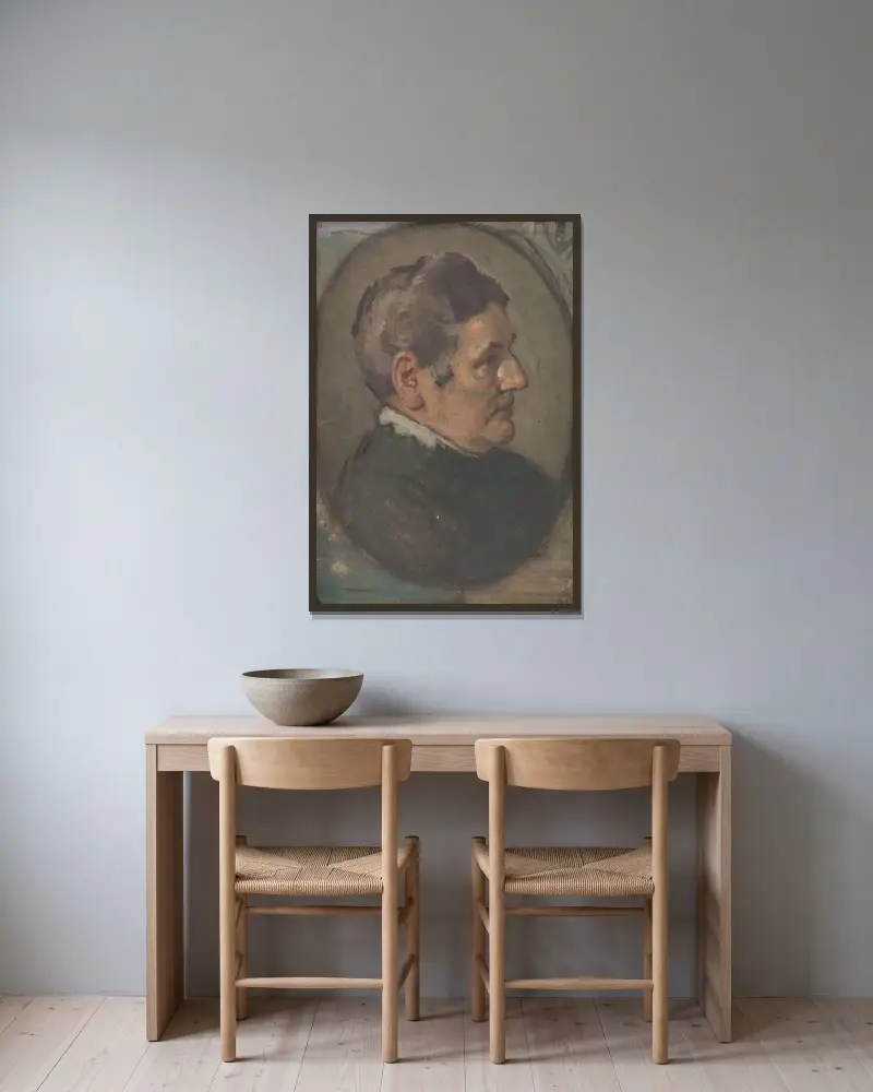 Porträtstudie – oval von Milan Thomka Mitrovský gerahmt an einer Wand