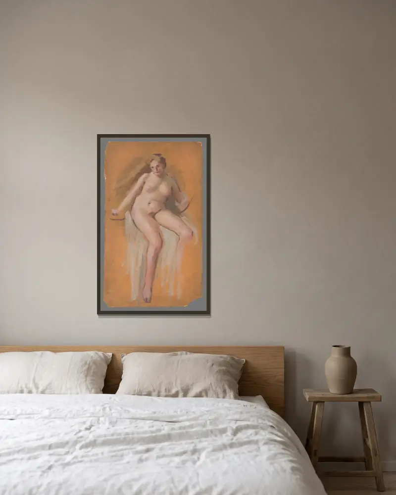 Studie zum Gemälde „Lady Godiva“ von Milan Thomka Mitrovský gerahmt an einer Wand