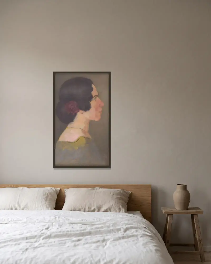 Studie zum Porträt der Künstlerin Jonášová von Milan Thomka Mitrovský gerahmt an einer Wand