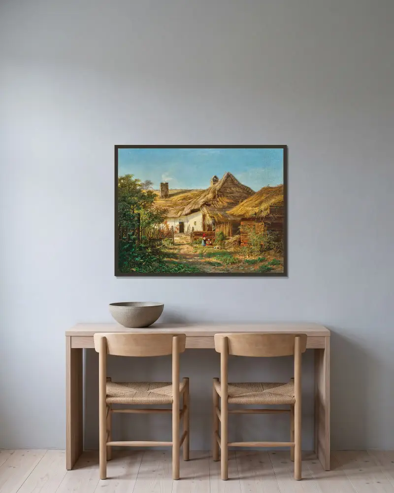 A Farmer’s House av Tina Blau inramad på en vägg