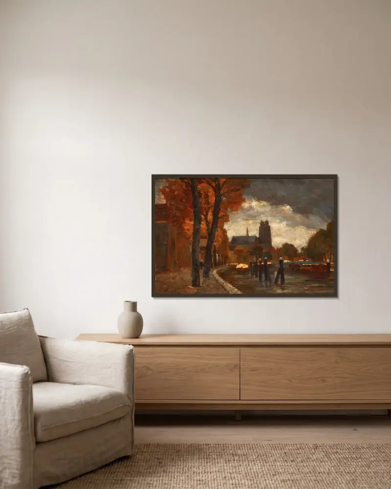 Eine Szene in Dordrecht von Tina Blau gerahmt an einer Wand
