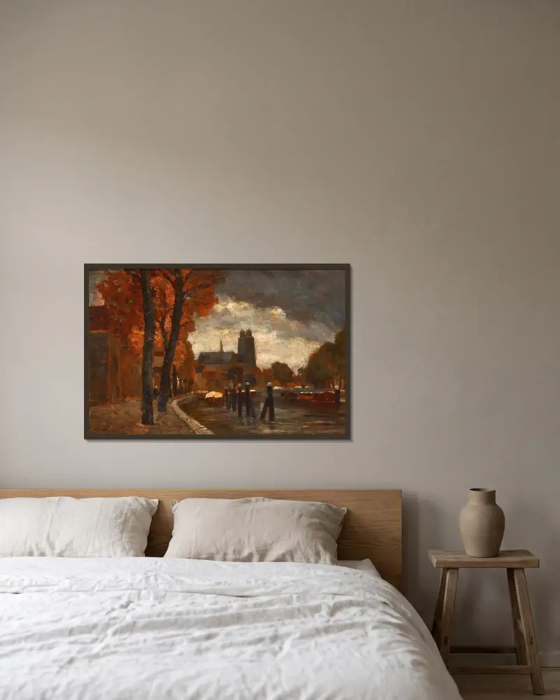 Eine Szene in Dordrecht von Tina Blau gerahmt an einer Wand