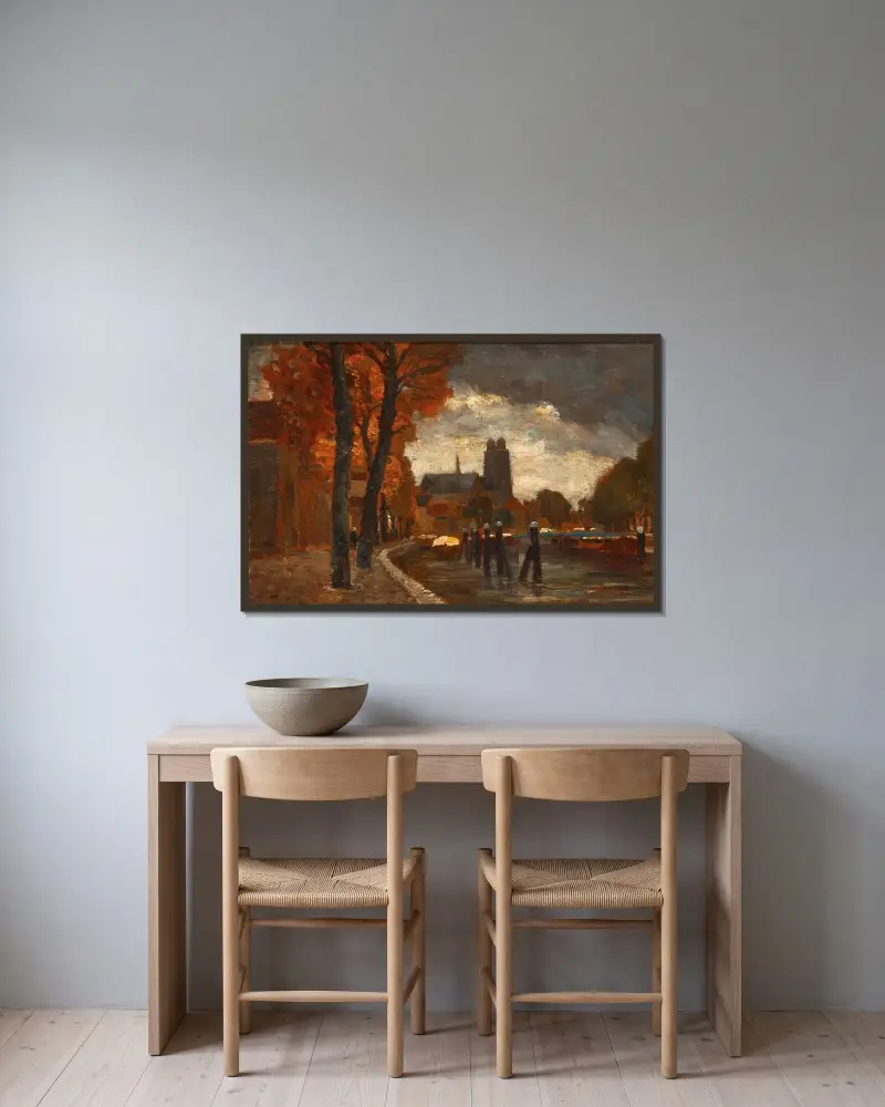 Eine Szene in Dordrecht von Tina Blau gerahmt an einer Wand