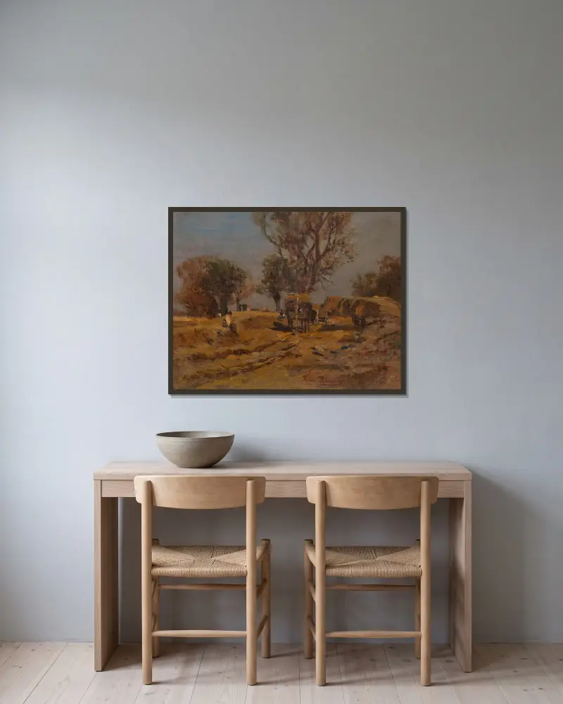 An der Donauregulierung von Tina Blau gerahmt an einer Wand