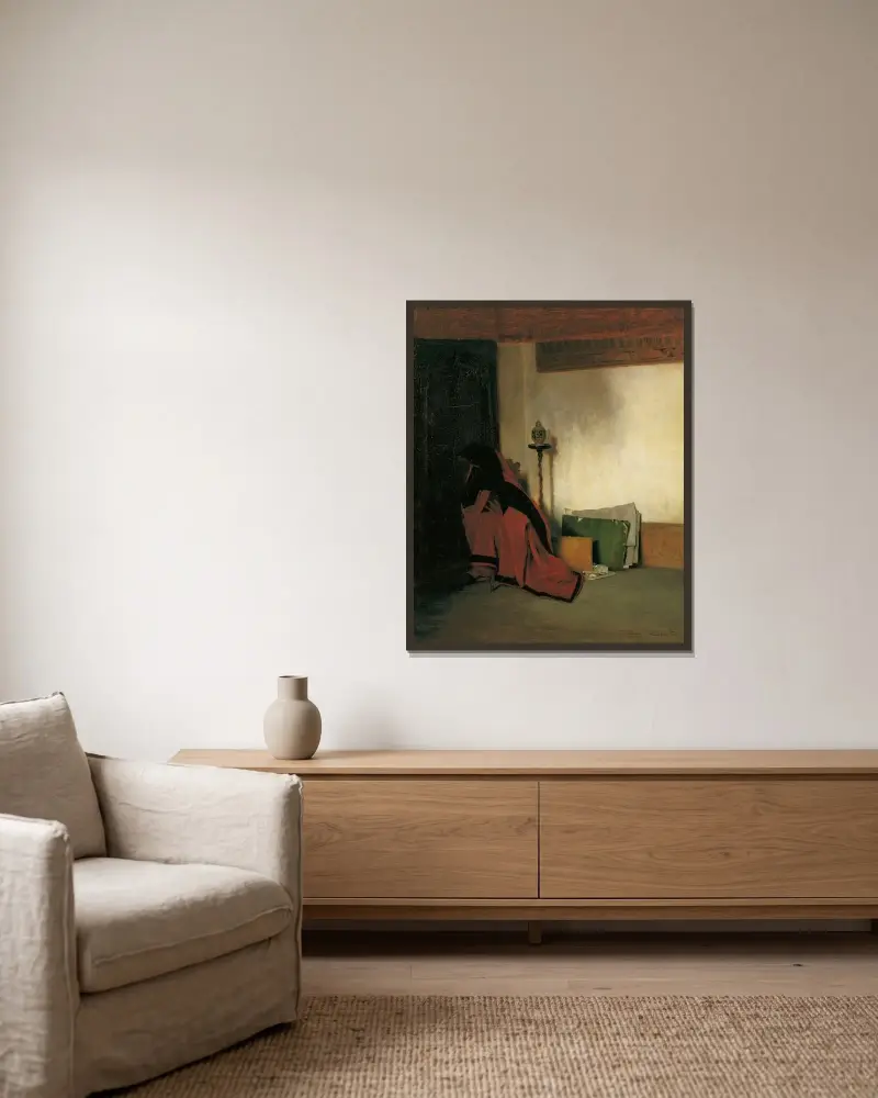 Atelierecke von Tina Blau gerahmt an einer Wand