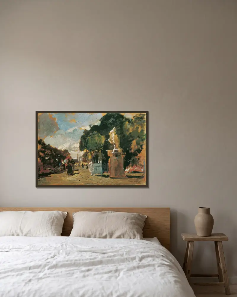 Aus den Tuilerien – Sonniger Tag von Tina Blau gerahmt an einer Wand