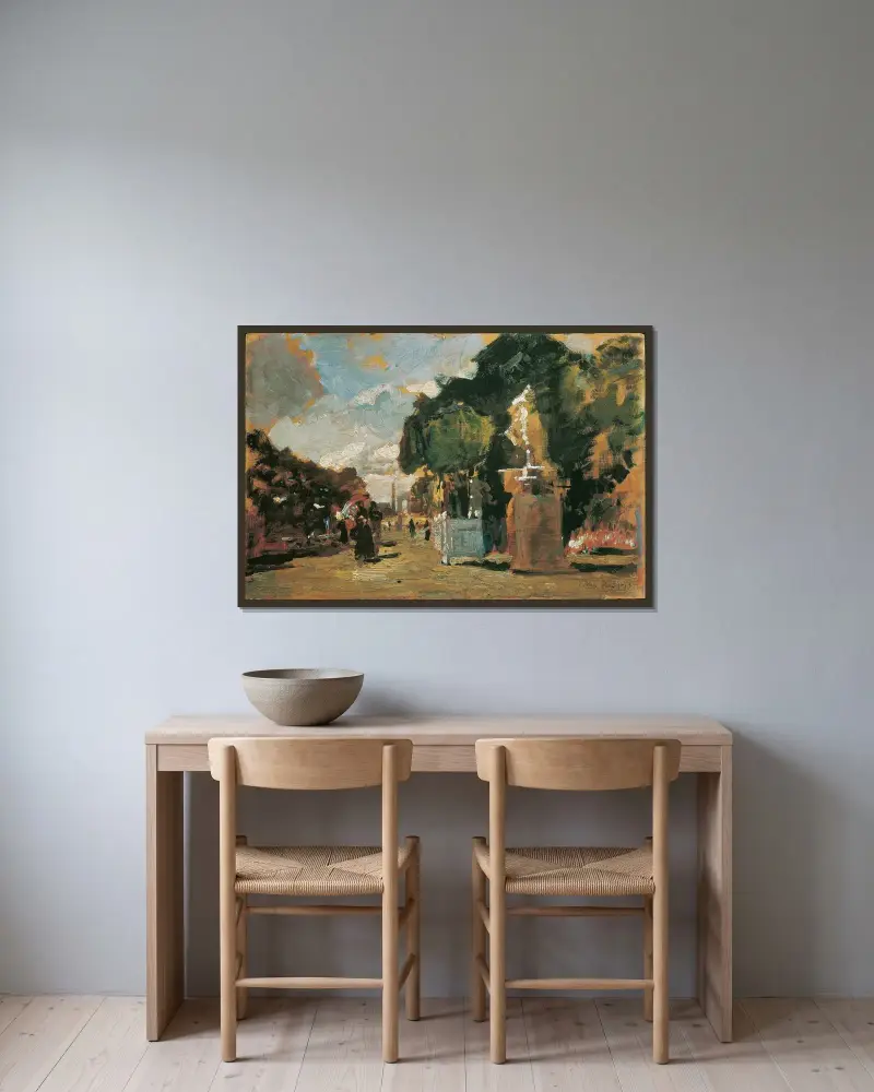 Aus den Tuilerien – Sonniger Tag von Tina Blau gerahmt an einer Wand