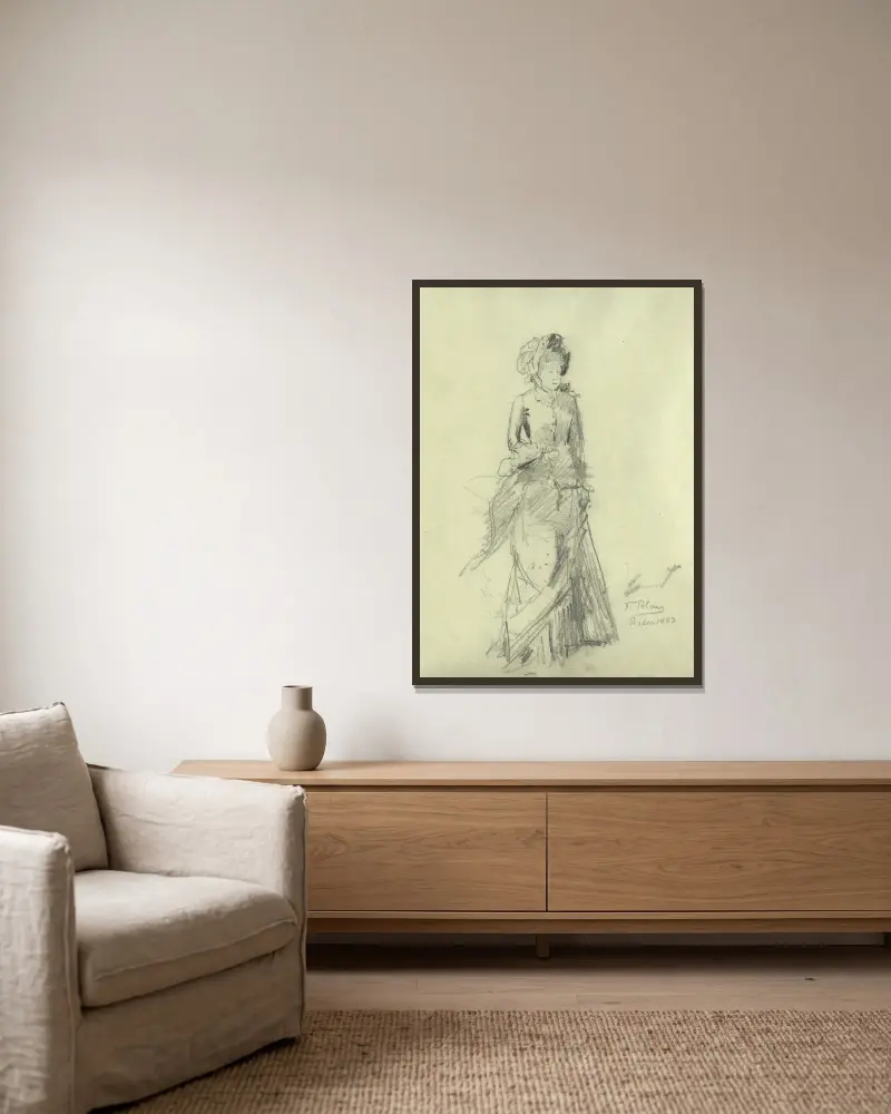 Dama w Praterze (studie do obrazu Prater w Belvedere), Tina Blau w ramie na ścianie