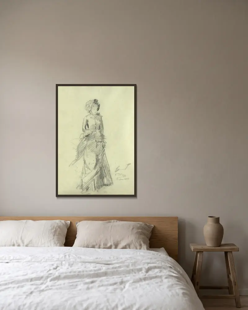 Dama w Praterze (studie do obrazu Prater w Belvedere), Tina Blau w ramie na ścianie
