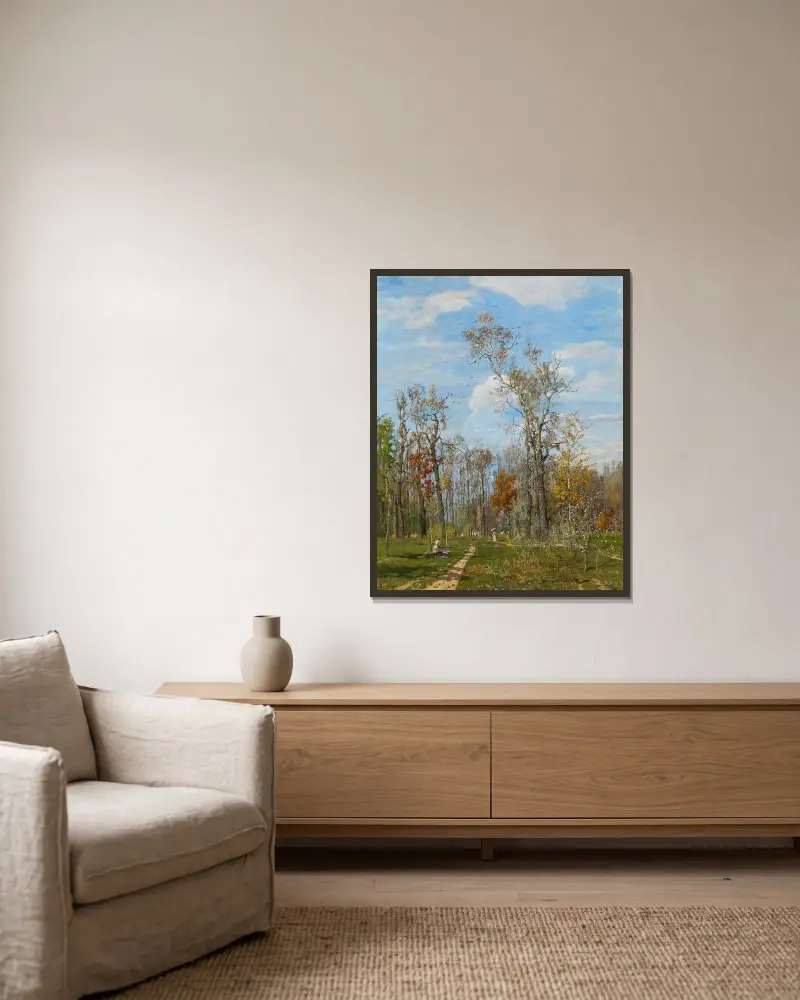 In der Krieau (Praterpartie im Frühling) von Tina Blau gerahmt an einer Wand