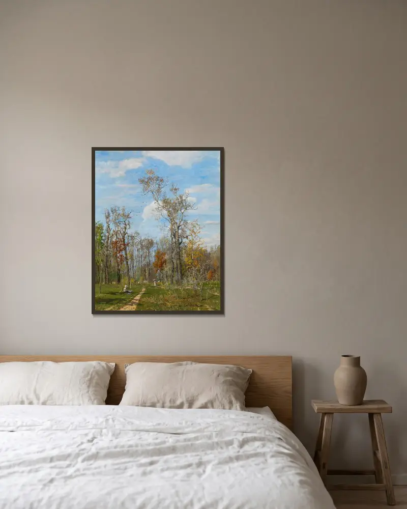 In der Krieau (Praterpartie im Frühling) von Tina Blau gerahmt an einer Wand