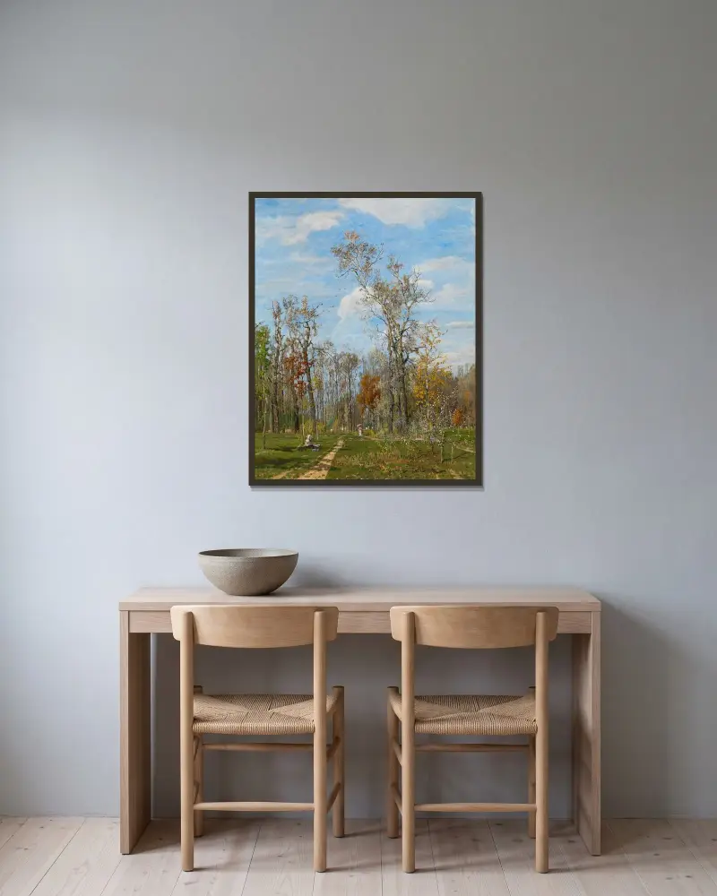 In der Krieau (Praterpartie im Frühling) von Tina Blau gerahmt an einer Wand