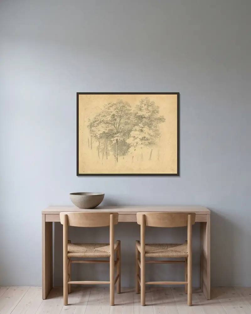 Laubwaldbäume von Tina Blau gerahmt an einer Wand