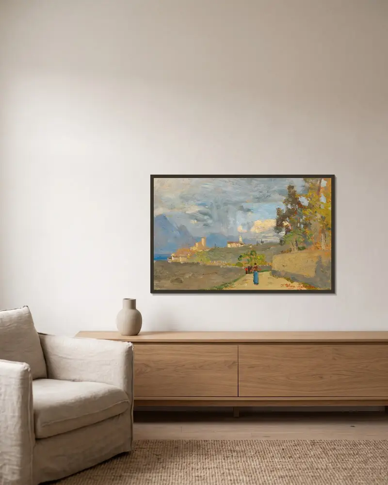 Malcesine von Tina Blau gerahmt an einer Wand